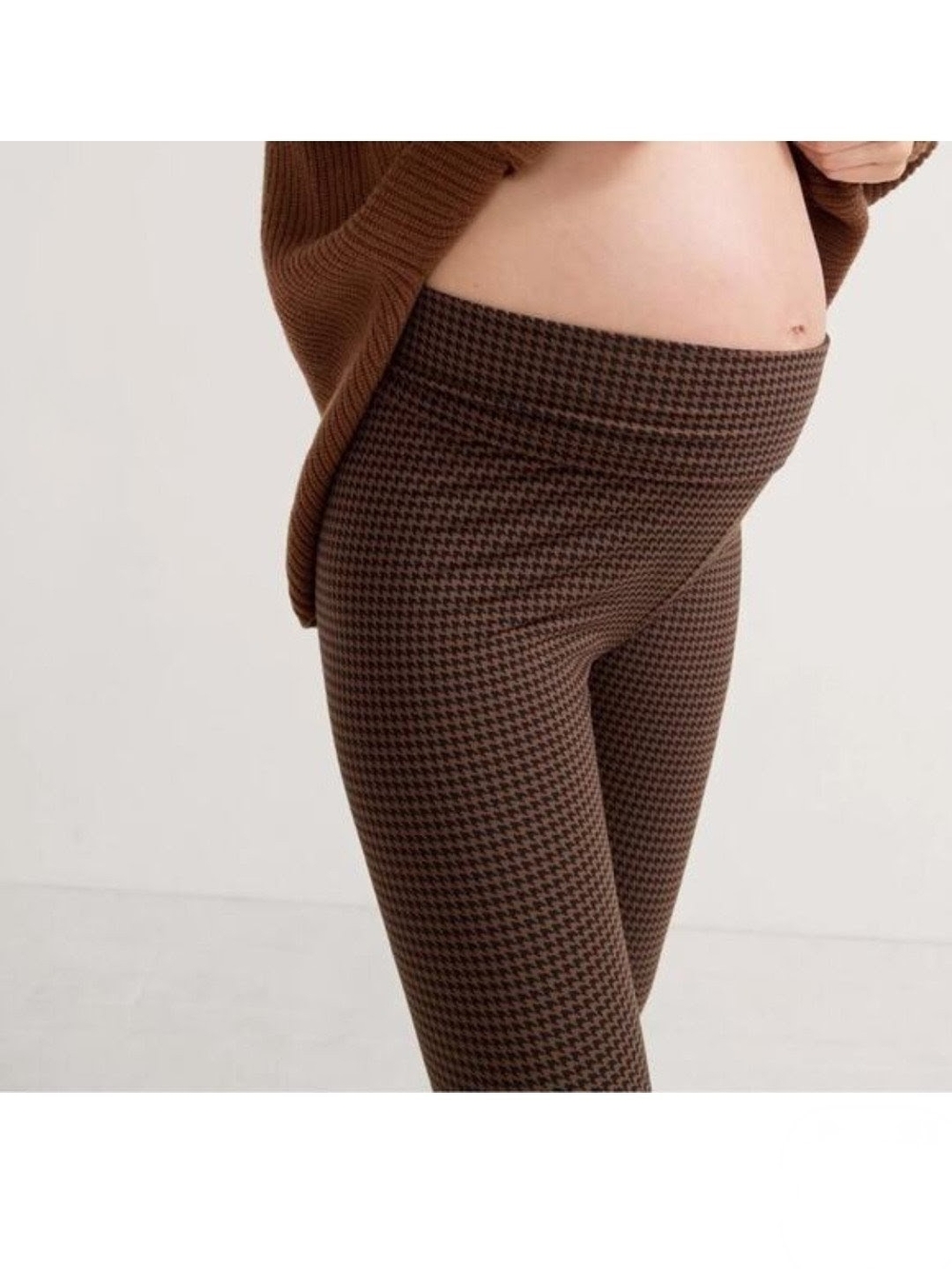 Hatch The Ultimate Before During and After Leggings Chestnut Houndstooth Sz M - Picture 2 of 15